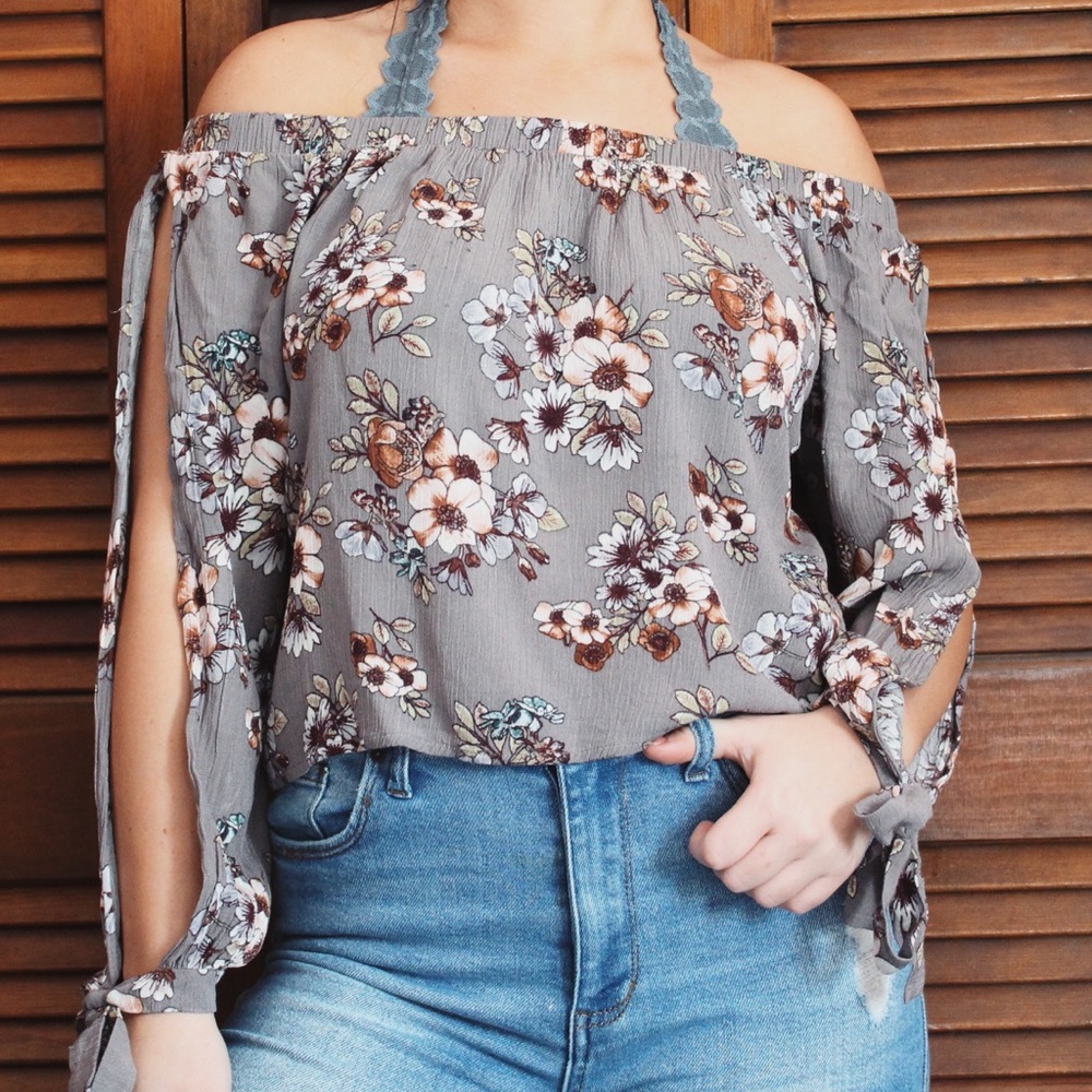 Long sleeve off the shoulder top